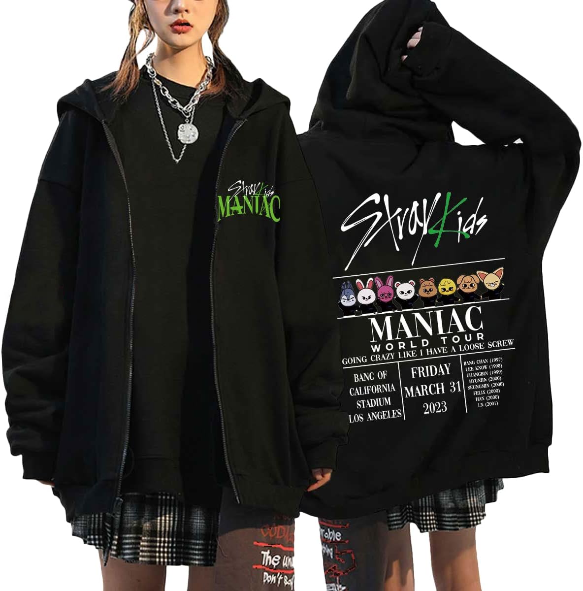 アイドル ZIP UP HOODIE - FoxI.Ny / Stray Kids MUTOJIYO Women's Y2K Zip Up Crop Hoodie, Stray Kids Merch